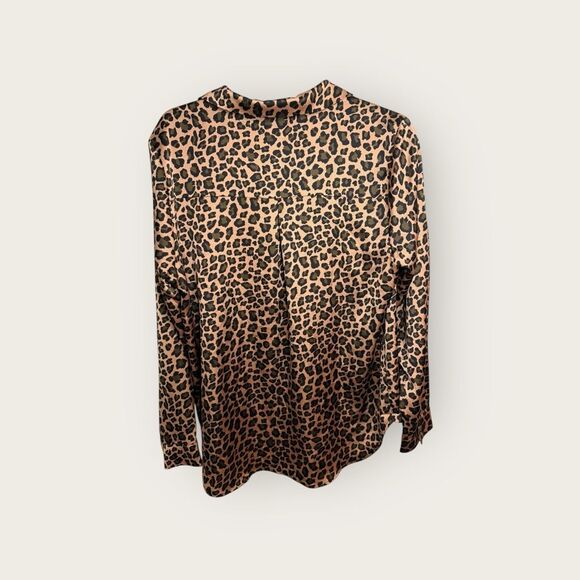 Anthropologie Pleione Cheetah Print Button Front Top Size Large - Picture 2 of 6